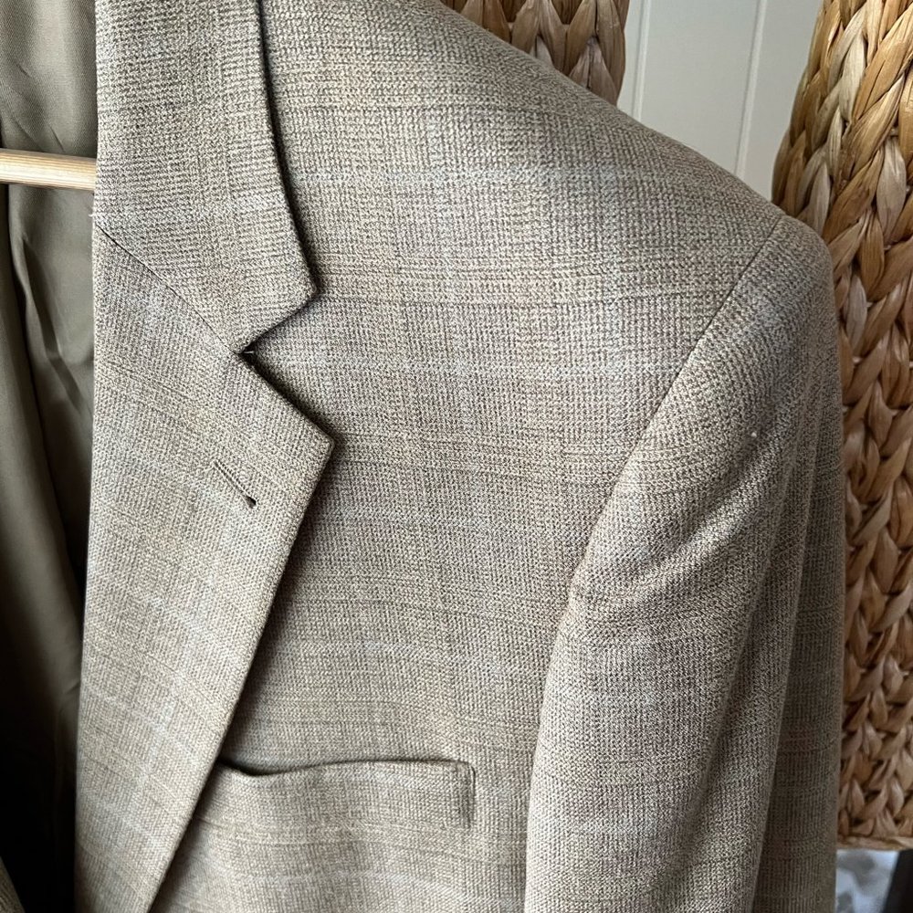 Joseph A Banks Tan Sports Coat - 40 Regular - Windowpane